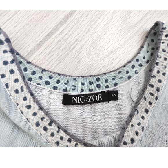 Knit Maxi Dress Beach Umbrella Polka Dots Pale Blue Sleeveless Stretch S Nic+Zoe - Picture 9 of 12